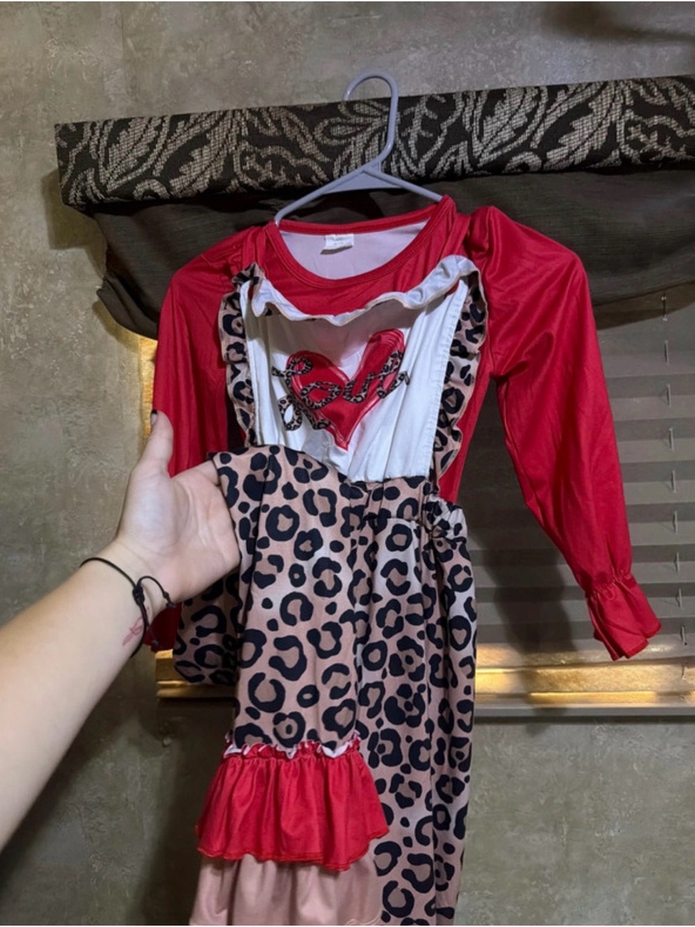 Girls Red Leopard Heart outfit